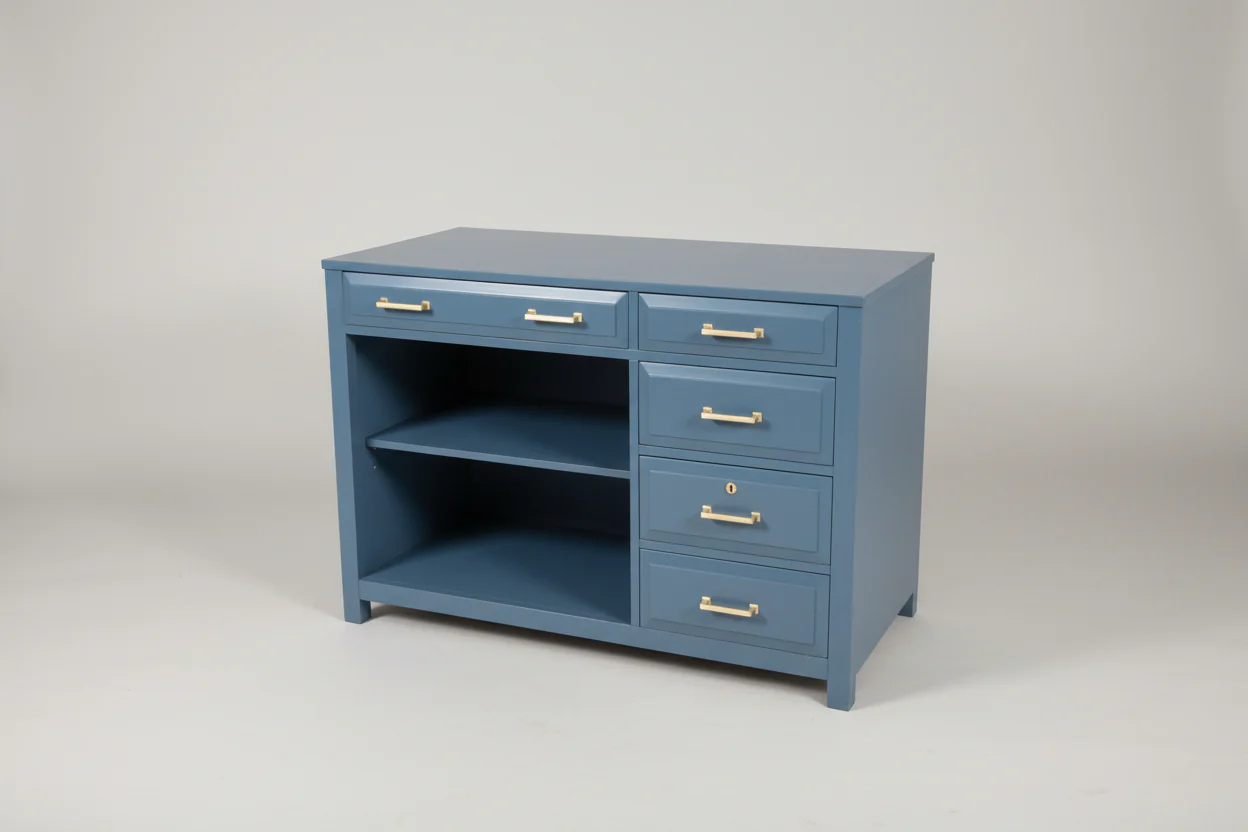 5 Drawer Gold Handles Desk