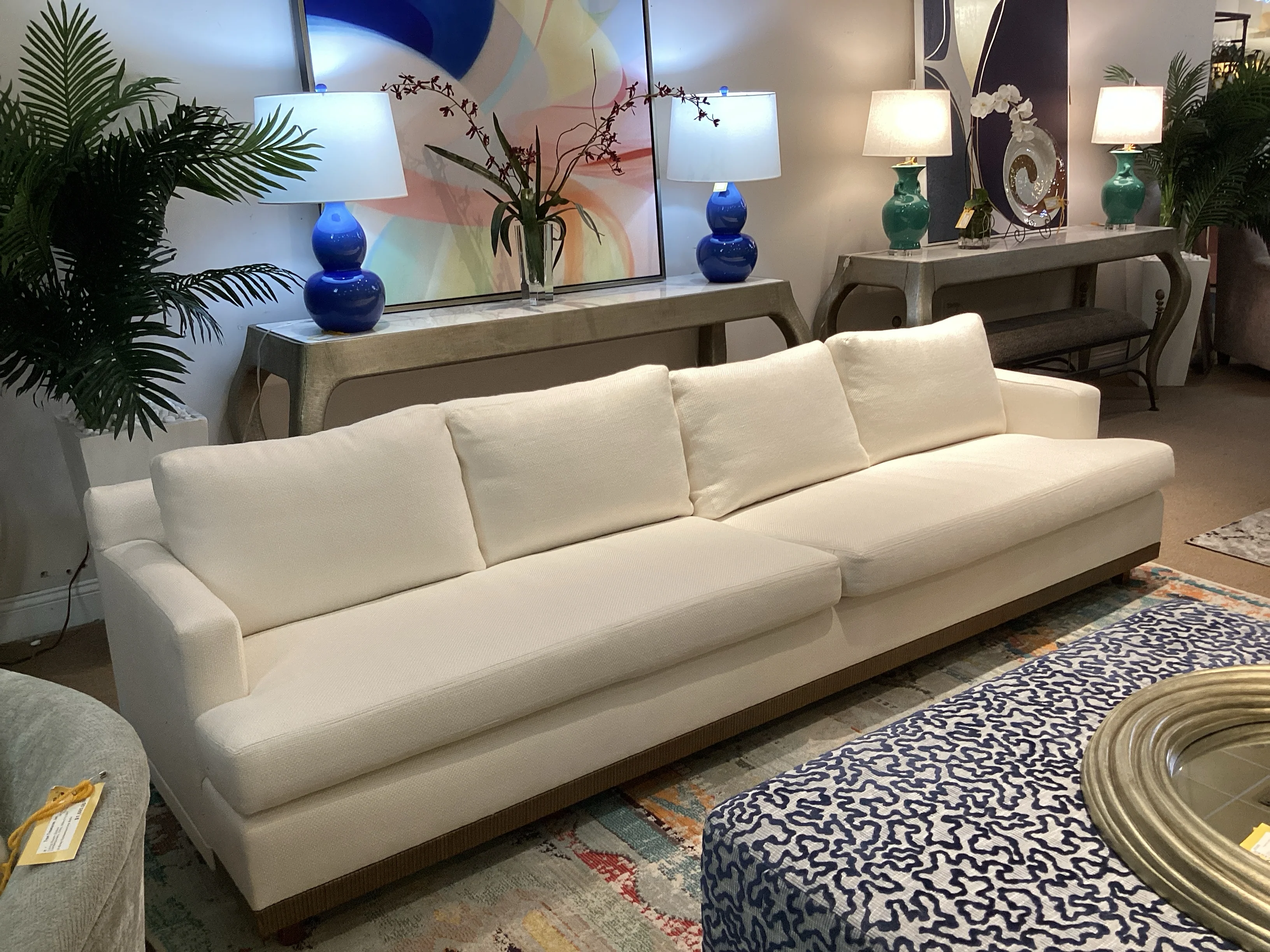Baker White Two Cushion Sofa - Image 2