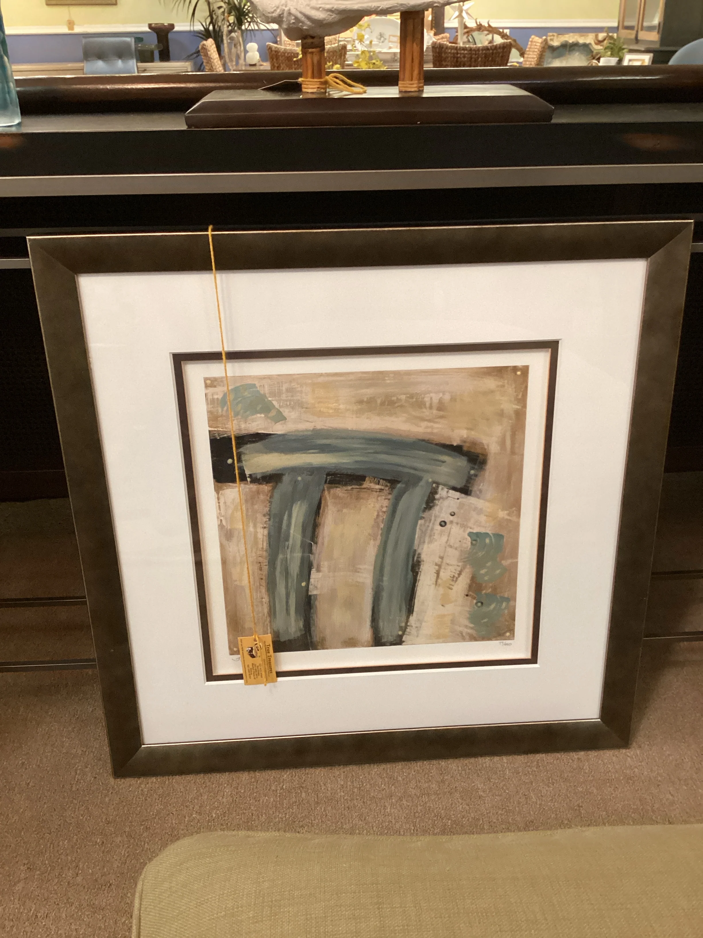 Blue and Tan Abstract Art