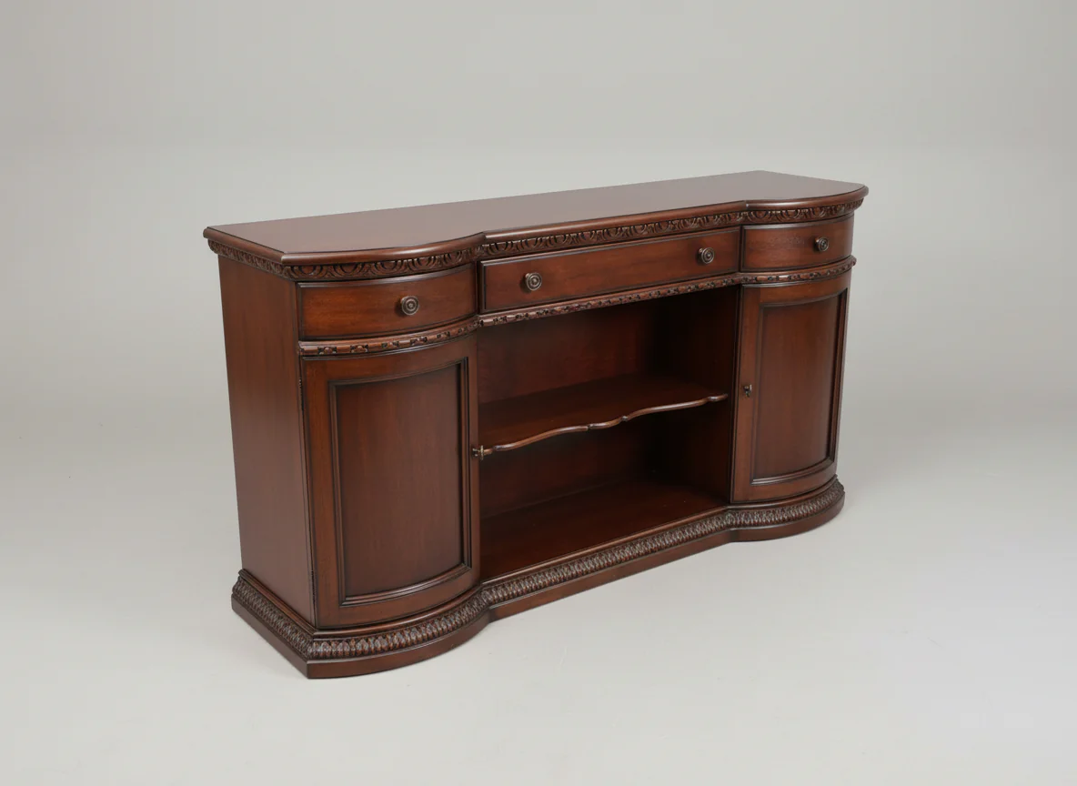 Century Dark Wood Console With Three Drawers And Two Doors