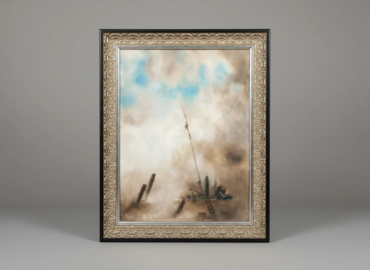 Cloudy Sky With Boat Print