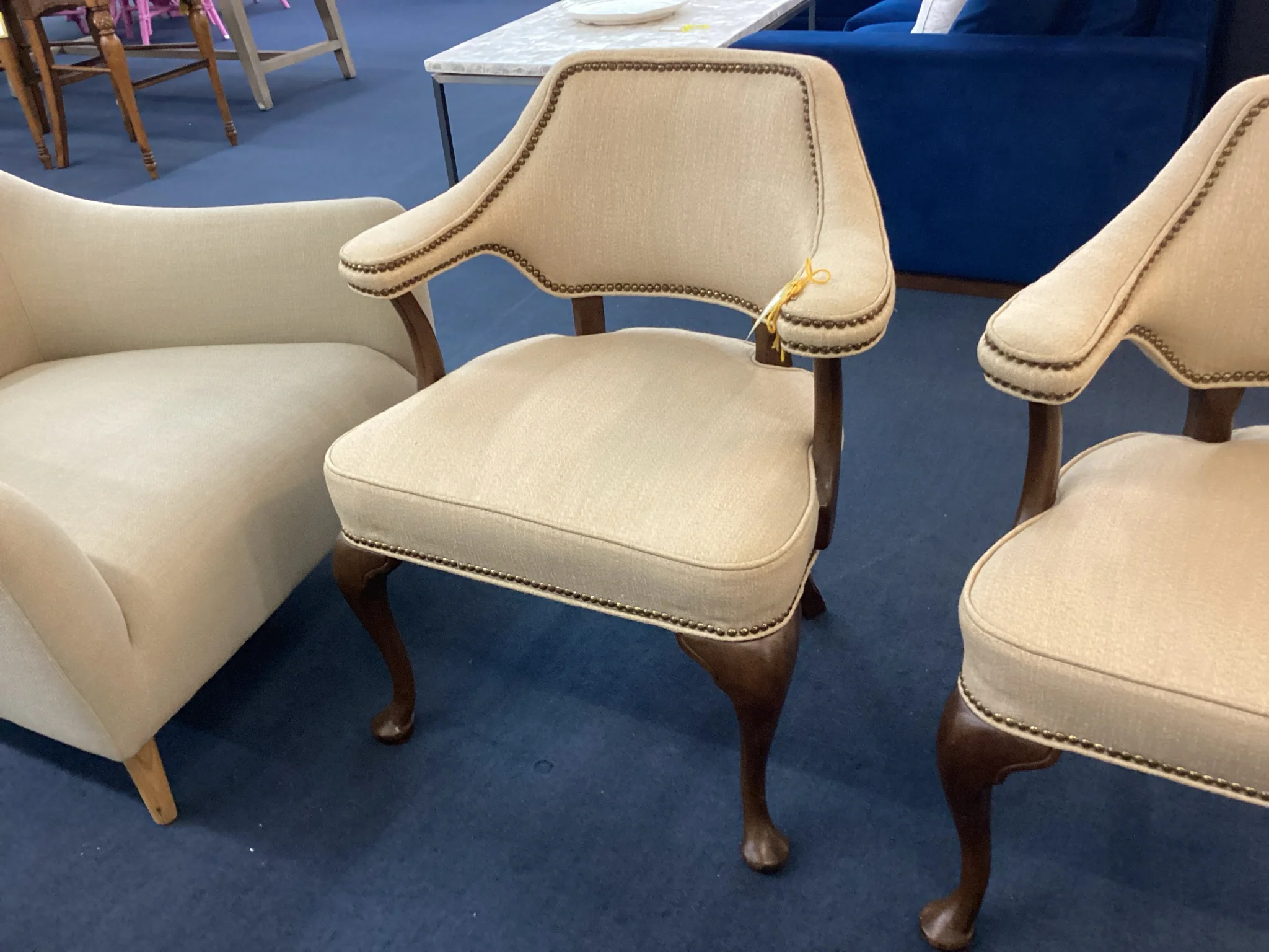 Cream Living Room Chair With Nailheads - Image 2
