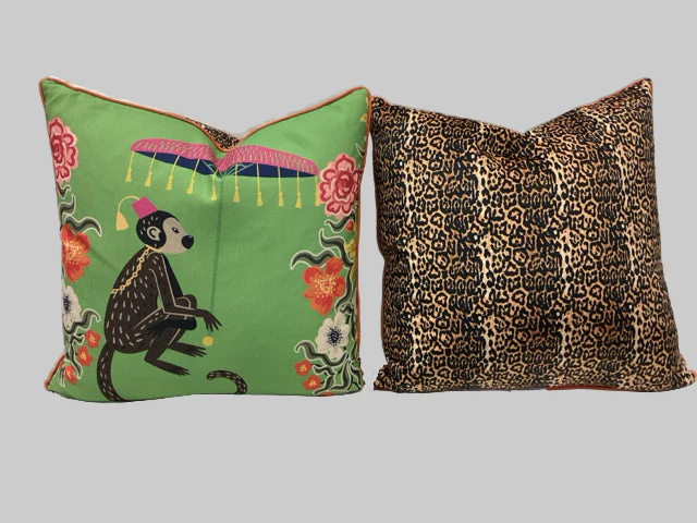 Dan Foley Monkey Pillows Pair - Image 3