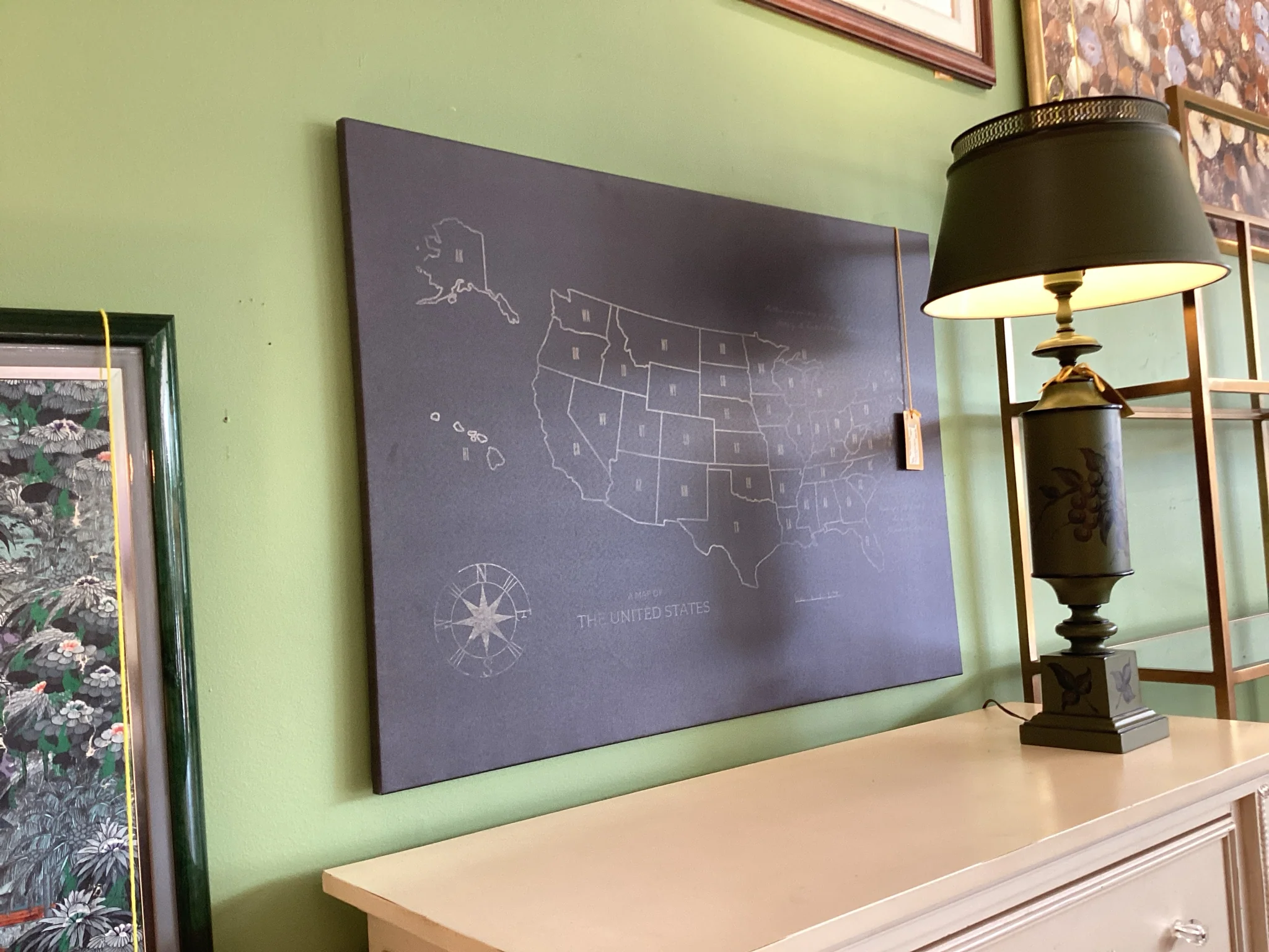 Dark Gray US State Map Print