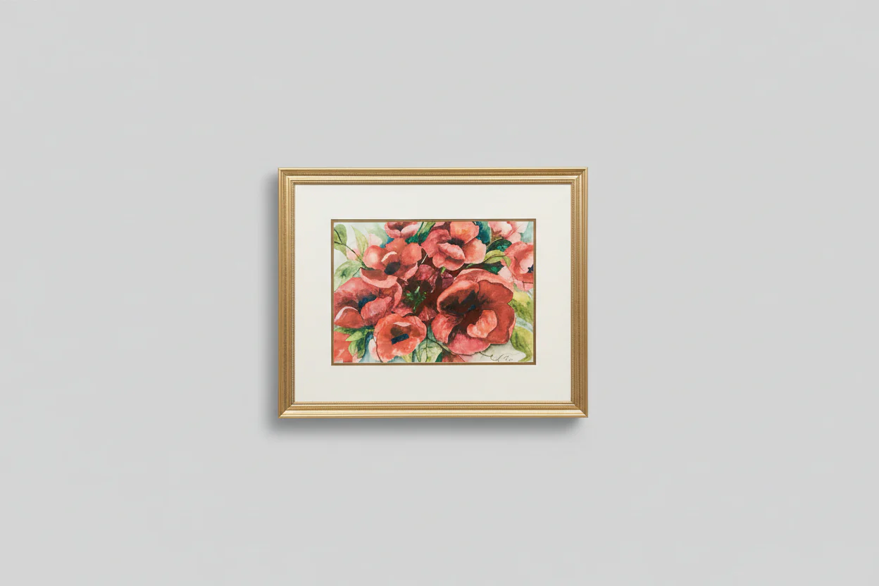 Framed And Matted Poppies Print