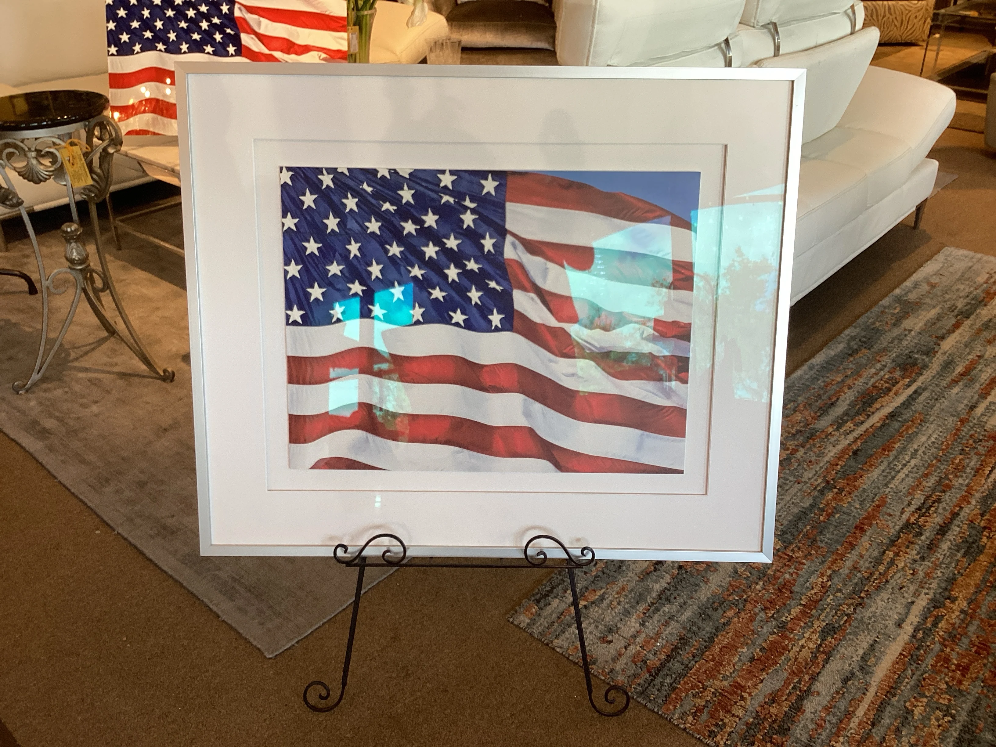 Framed Flag Print Silver Frame