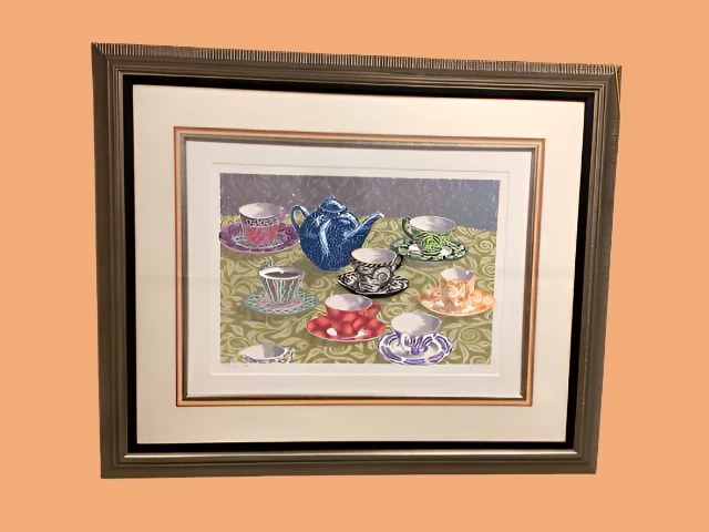 Framed Teacup Litho