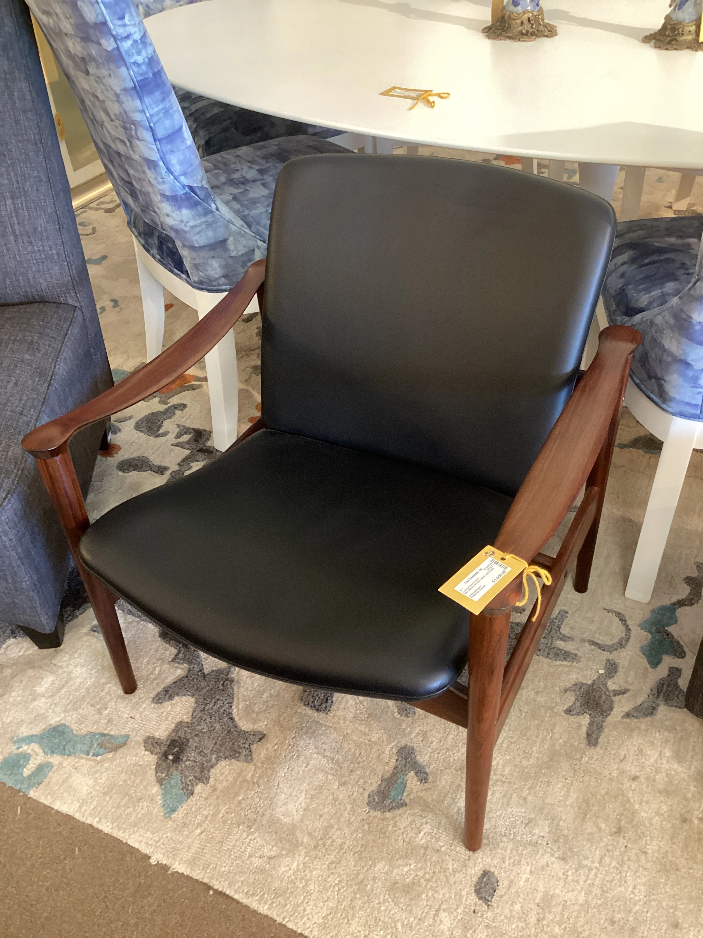 Frederick Kayser Brown Frame Black Chair