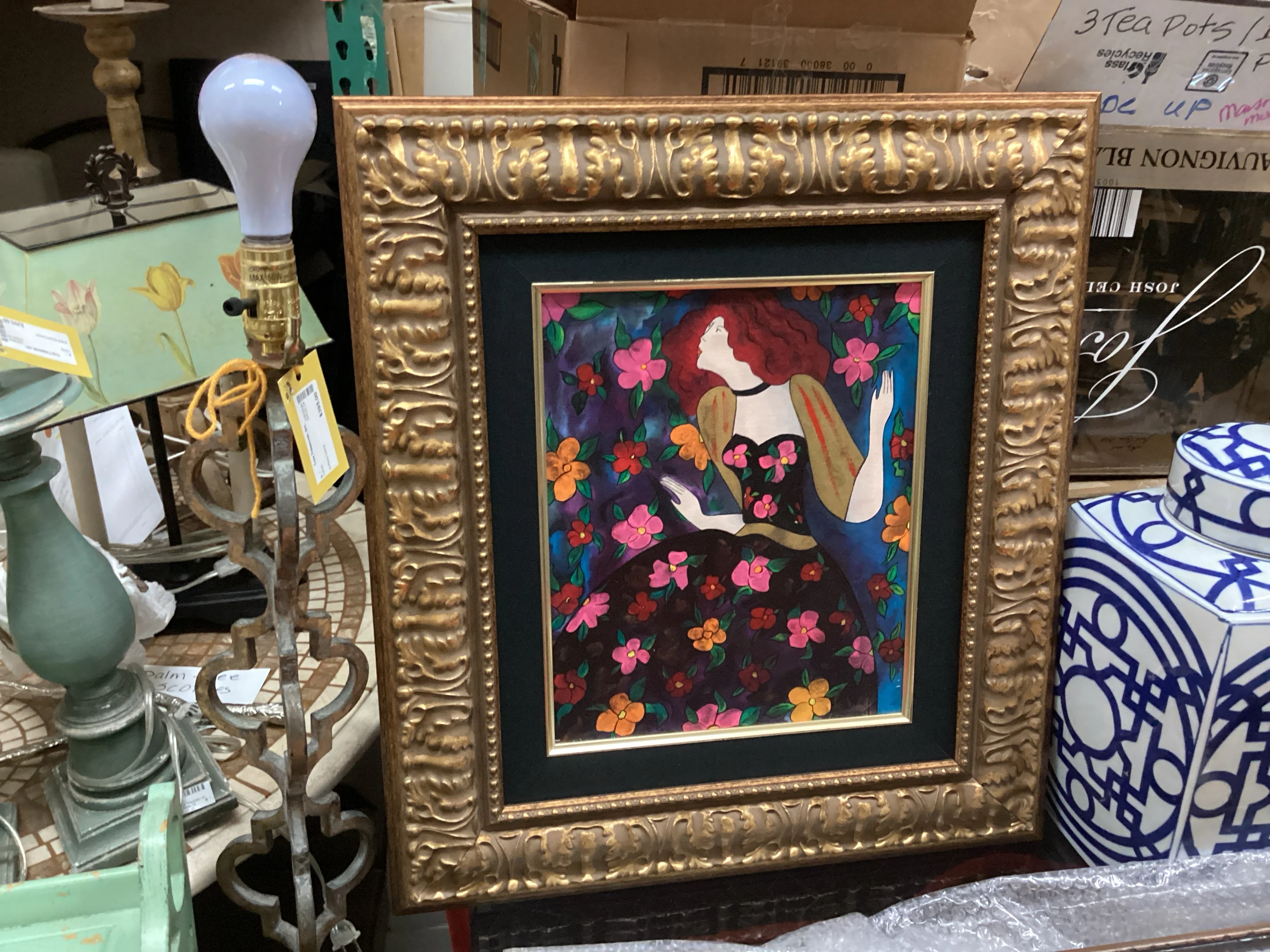 Girl with Flowers Painting
