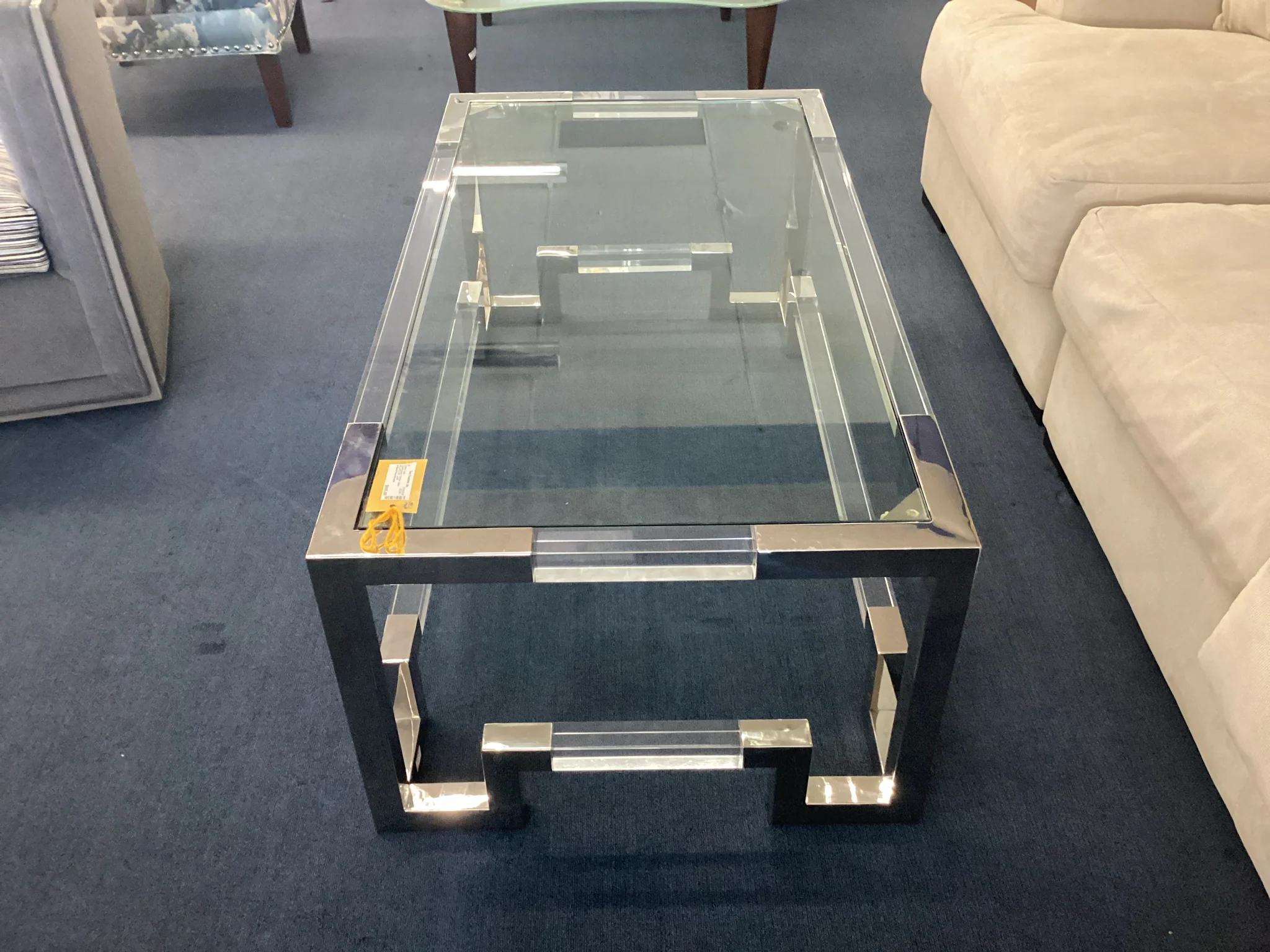 Glass Chrome And Lucite Coffee Table - Image 2