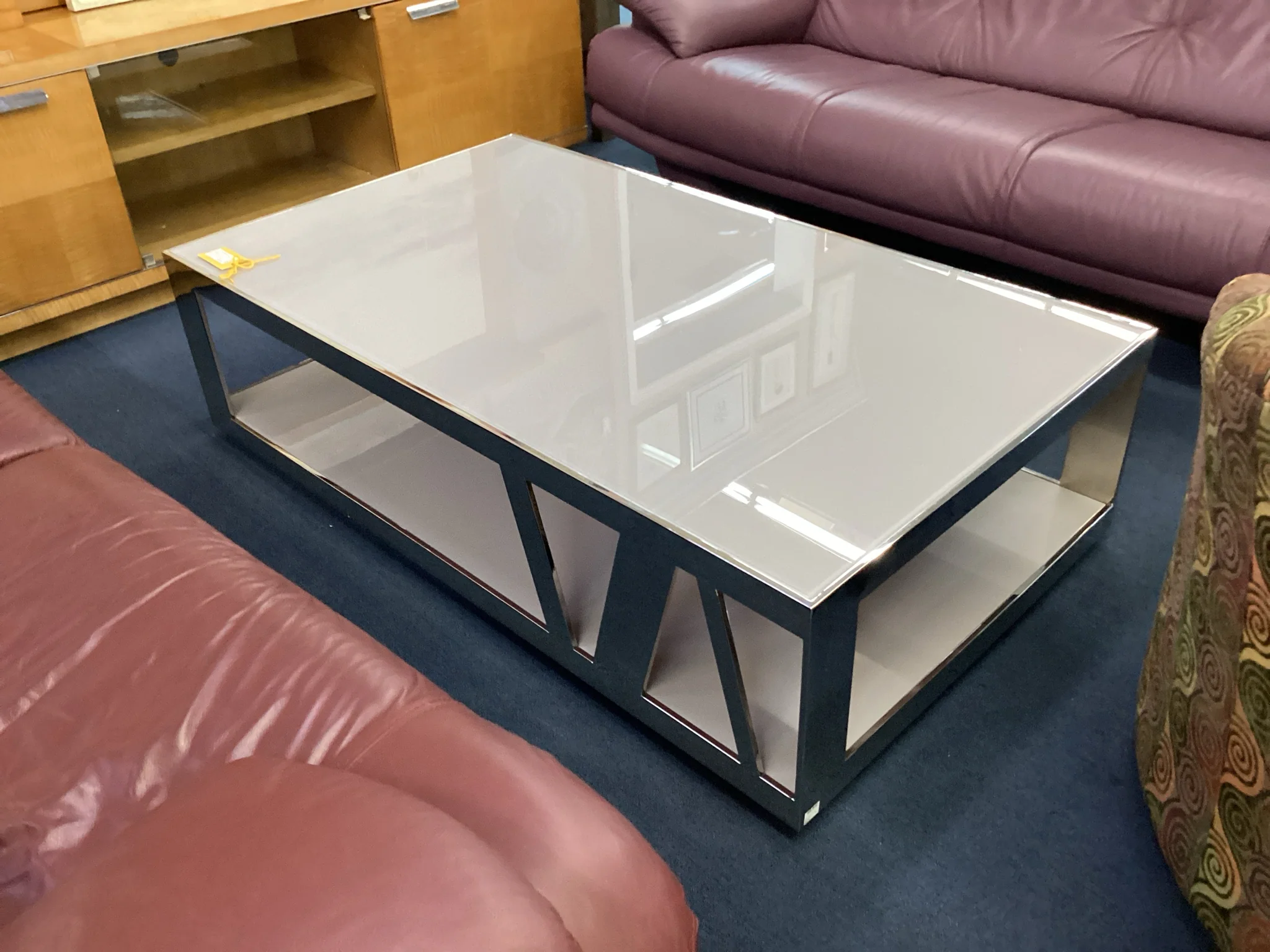 Gray Glass And Chrome Coffee Table - Image 2