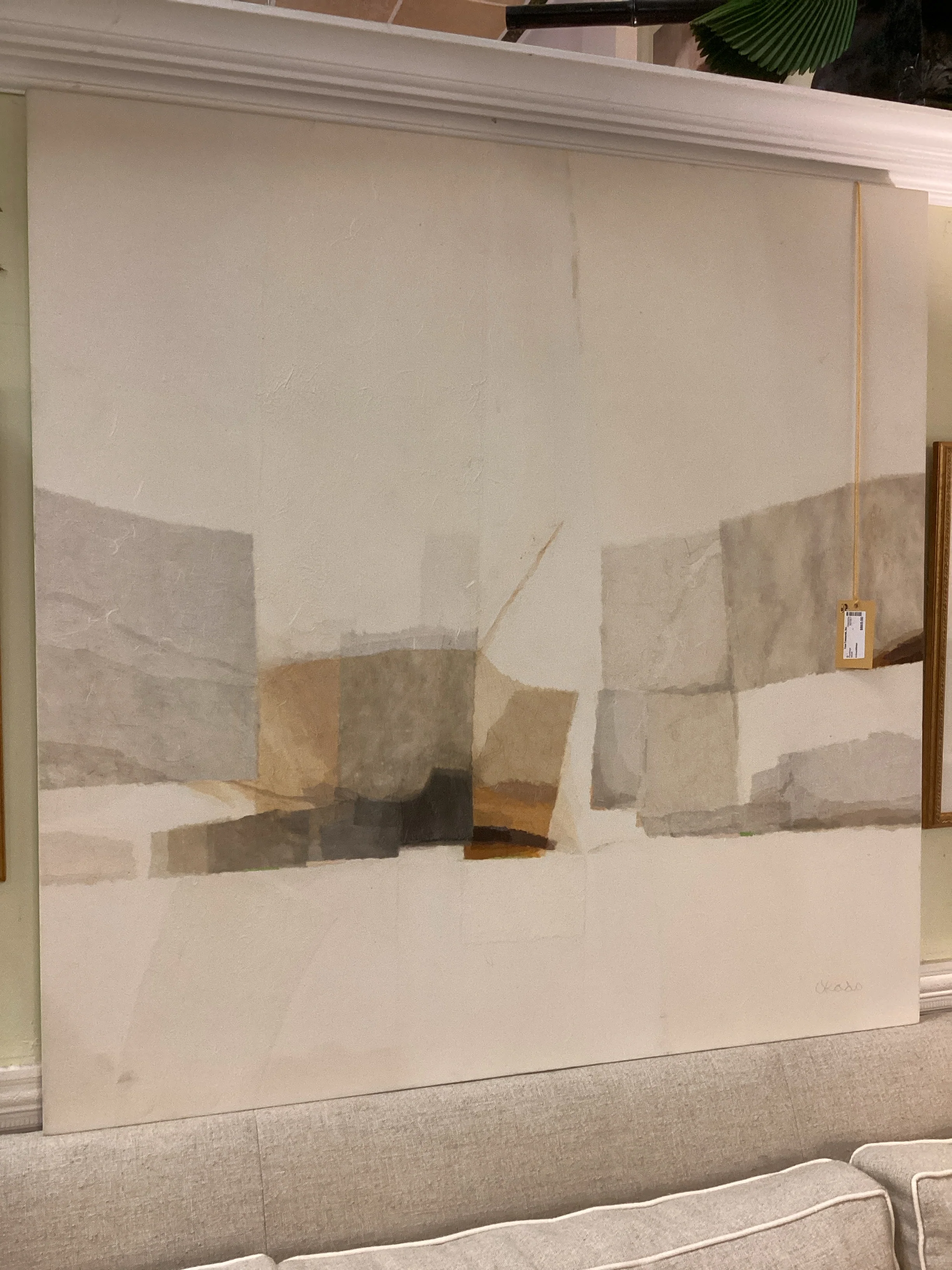 Grey and Beige Original Oil On Canvas Painting - Image 3