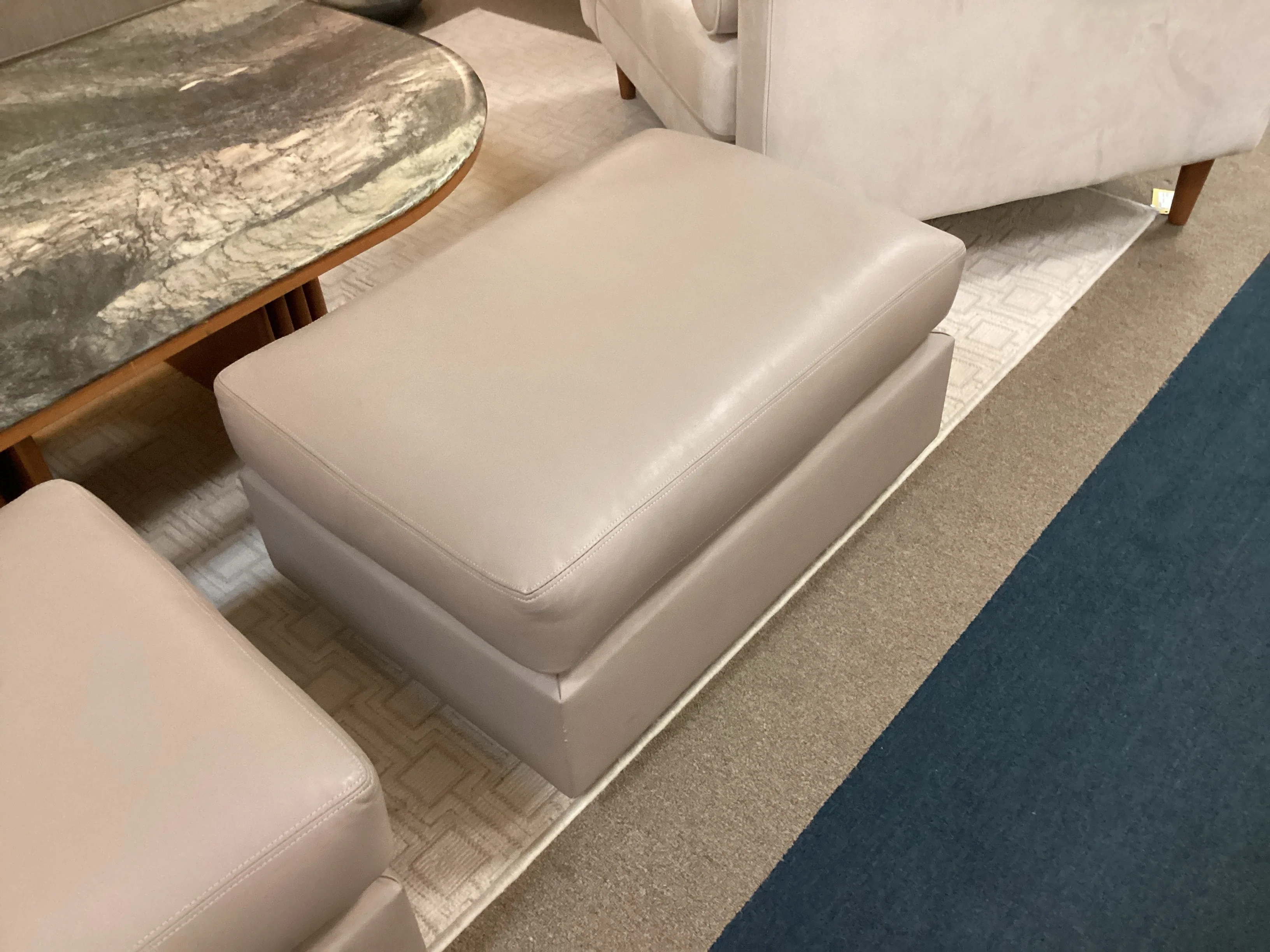 Hancock & Moore Taupe Ottoman - Image 2