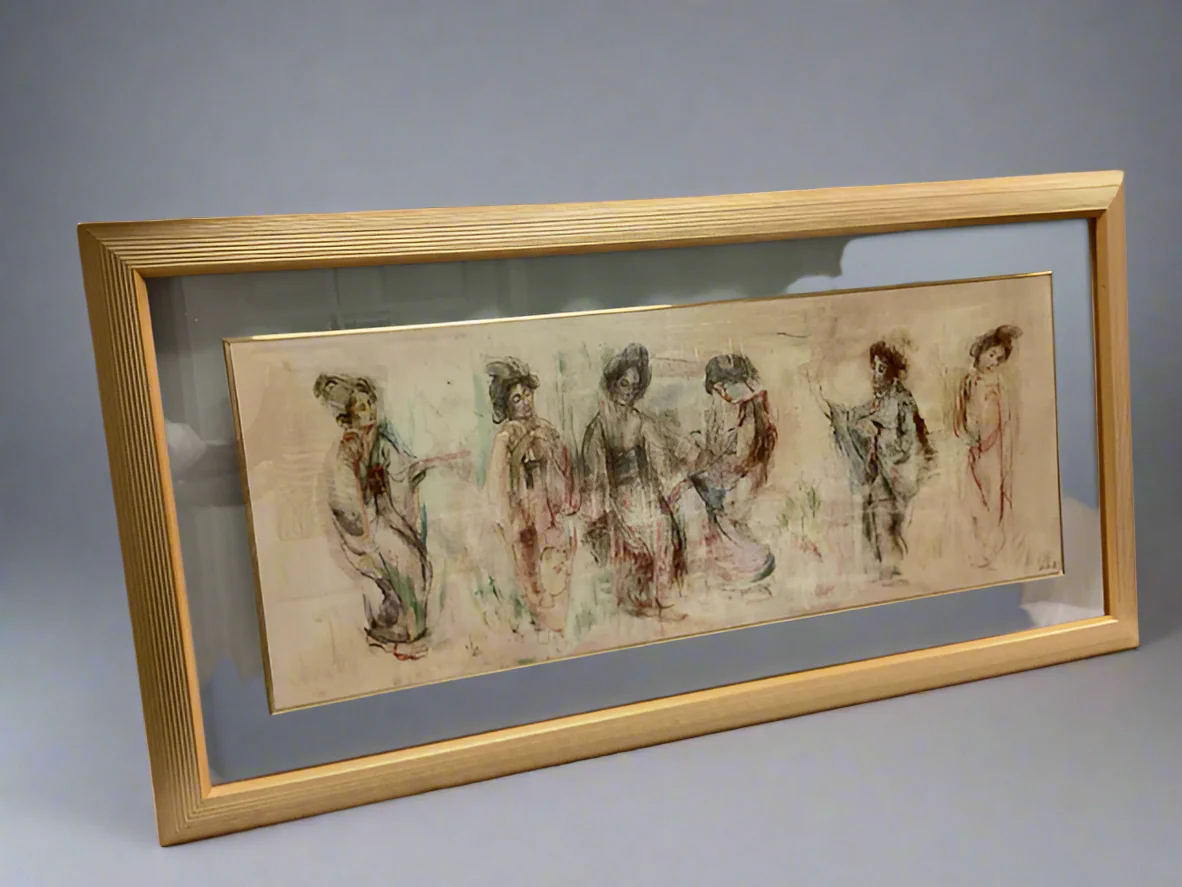 Hibel Framed Litho Geishas