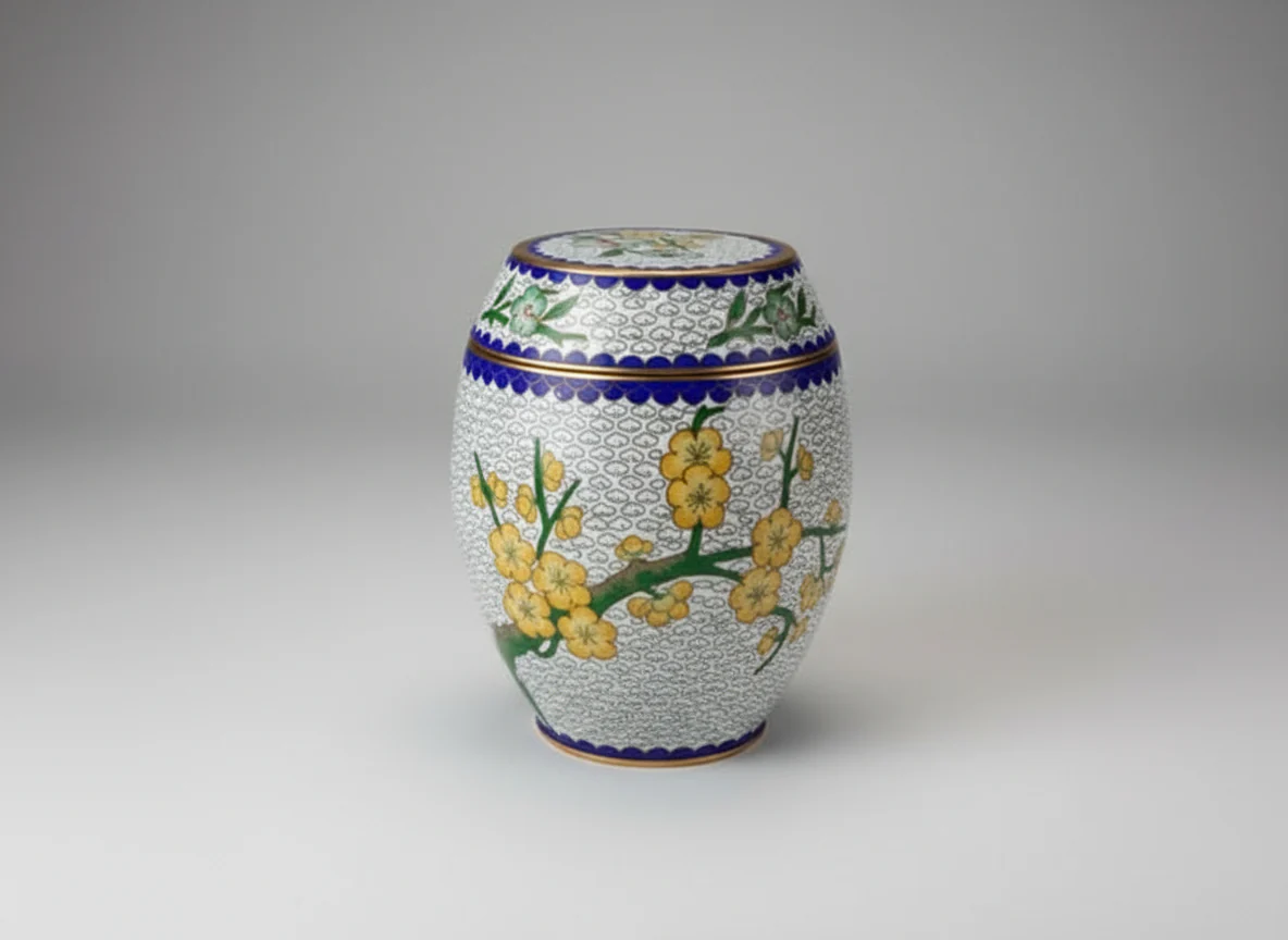 Lidded Cloisonne Barrel Jar - Image 2