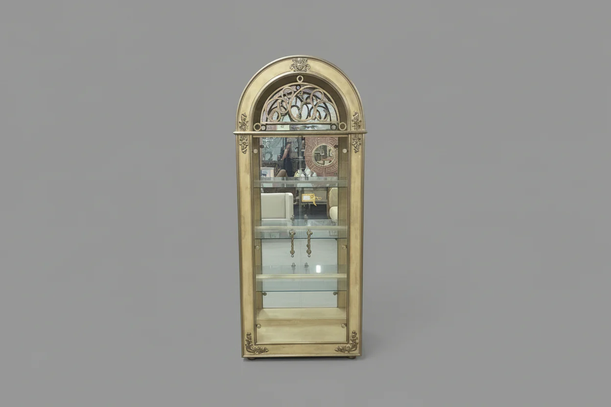 Light Wood Arched Curio Cabinet