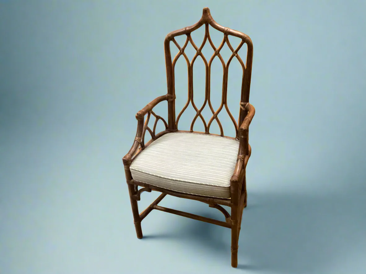 McGuire Set of Four Rattan Dining Chairs