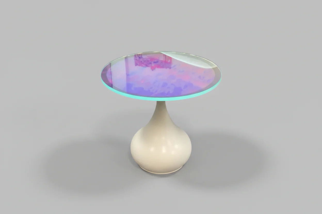 Mushroom Table W/Iridescent Glass