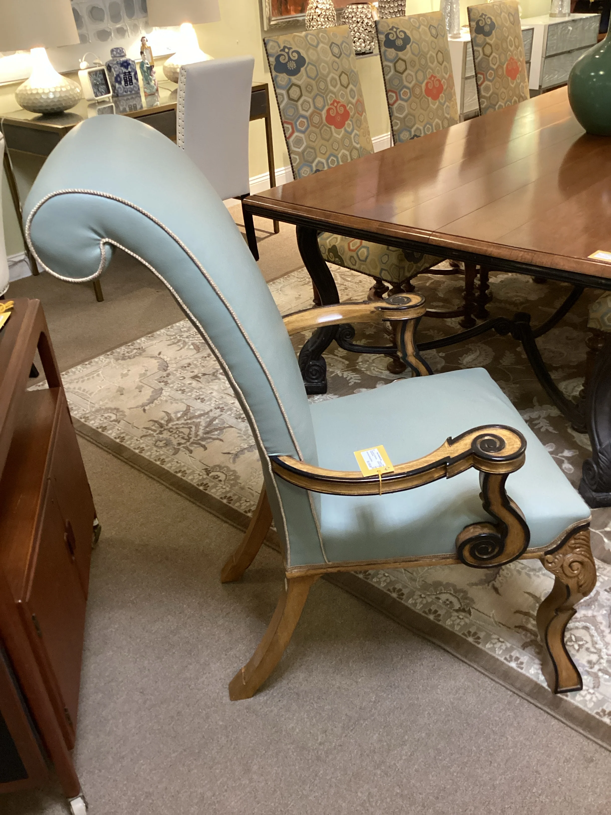 Pair Green Dining Chairs - Image 2