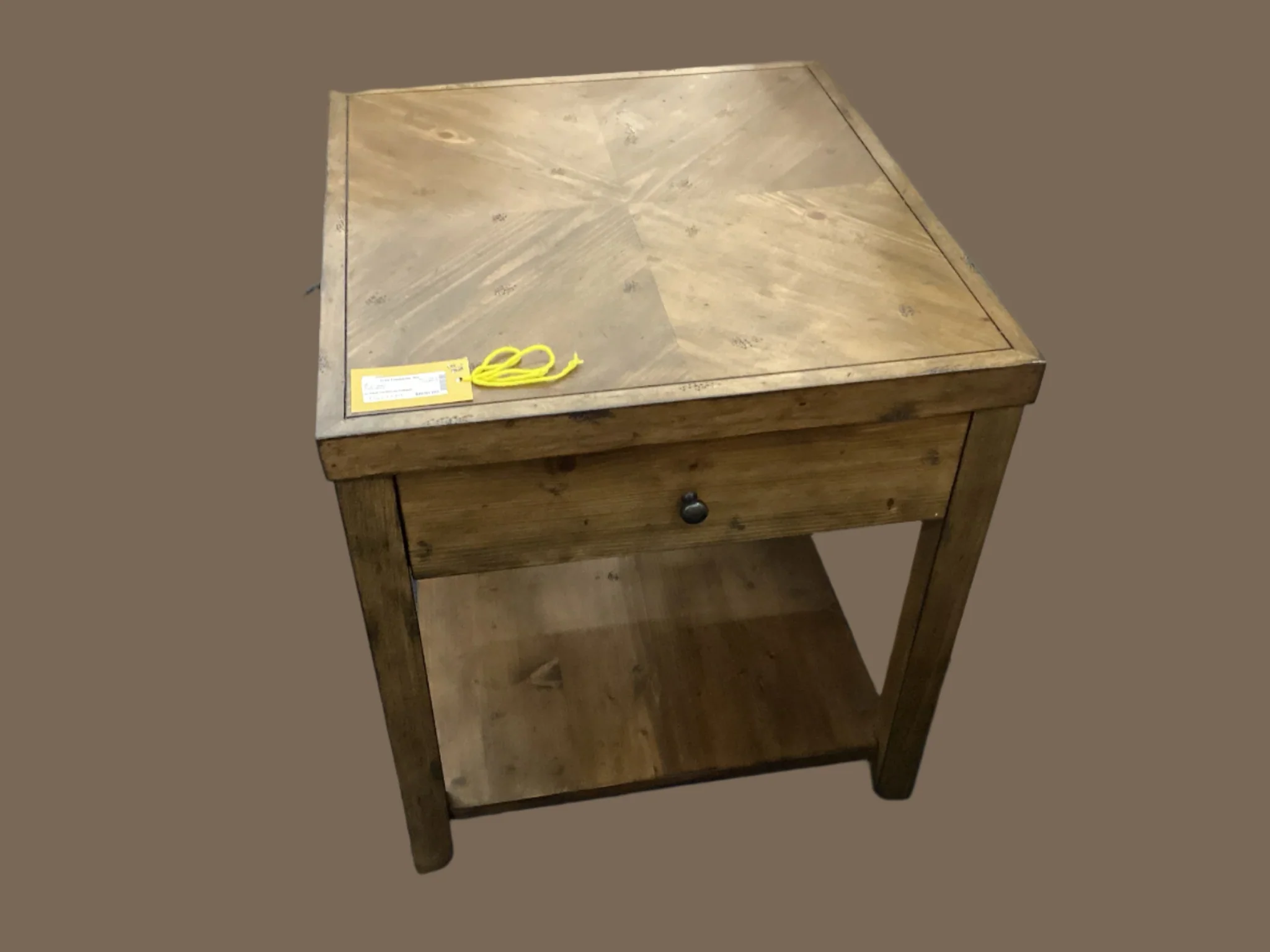 Pair Of Dark Wood End Tables With One Drawer