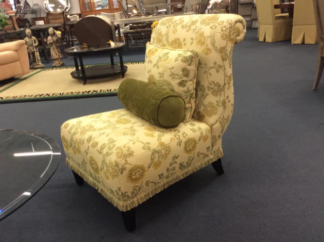 Pair Of Green And Yellow Floral Living Room Chairs - Image 2
