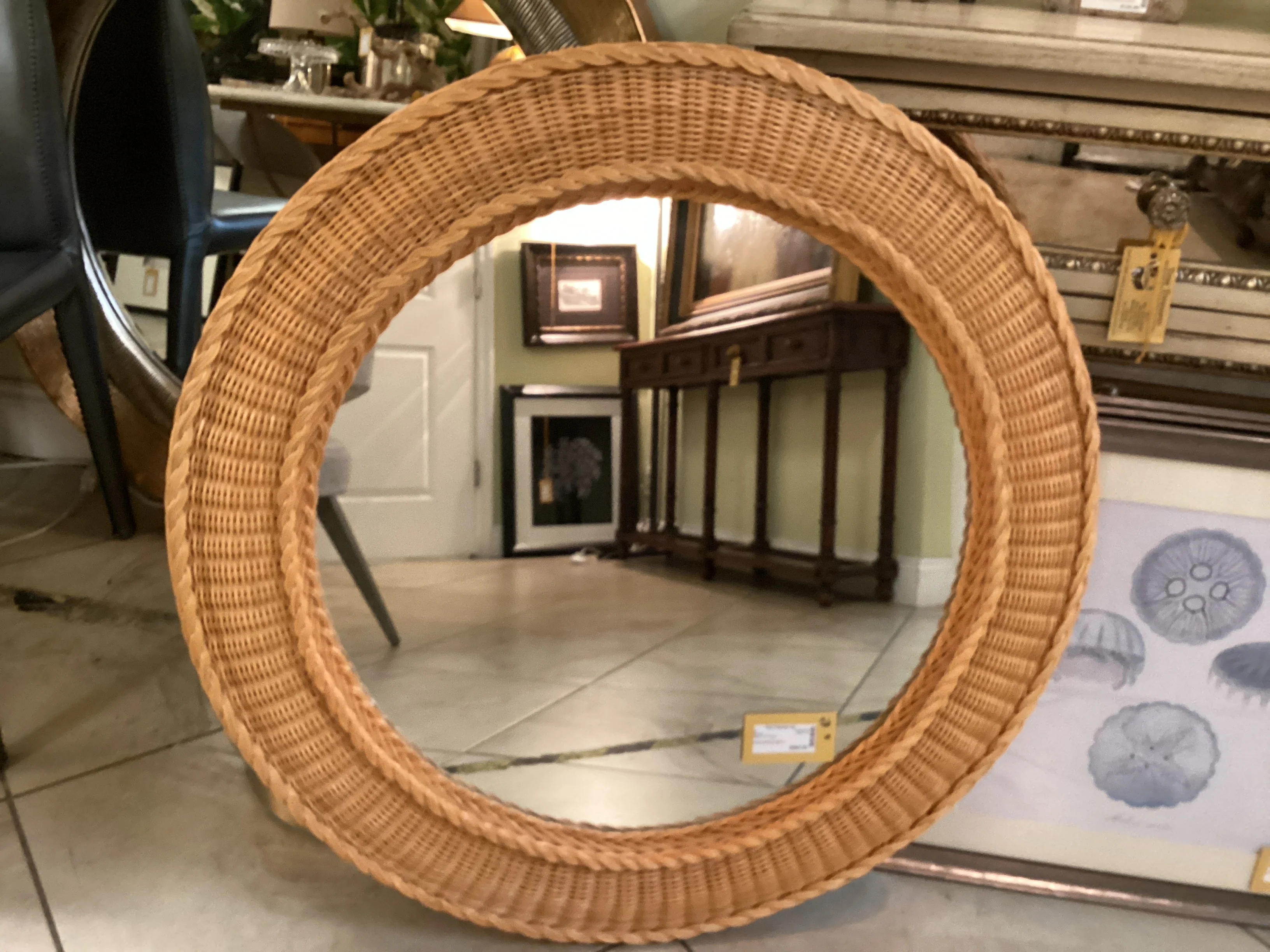 Round Wicker Mirror