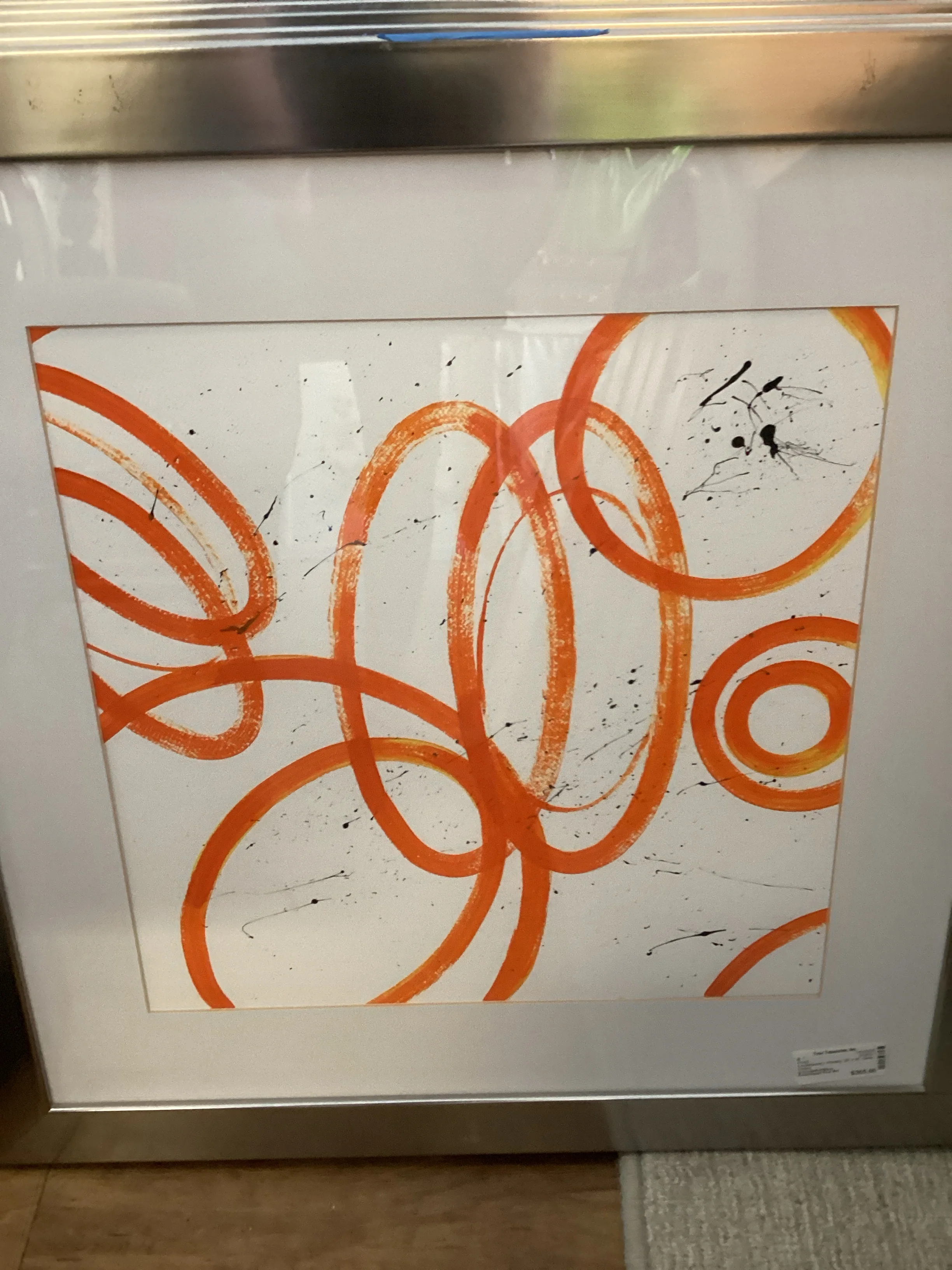 Square Abstract Circle Art Silver Frame - Image 3