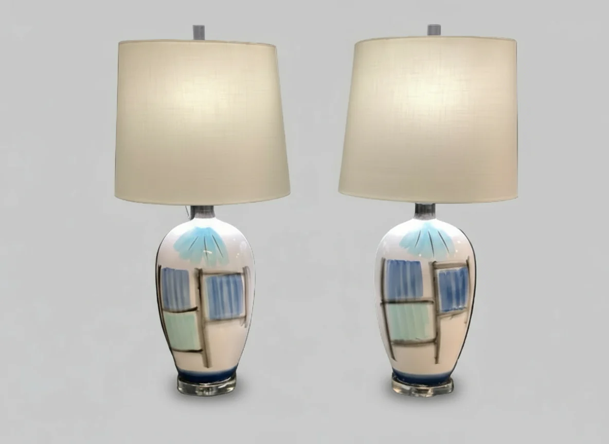Stylecraft Patch Painted Lamps - Pair