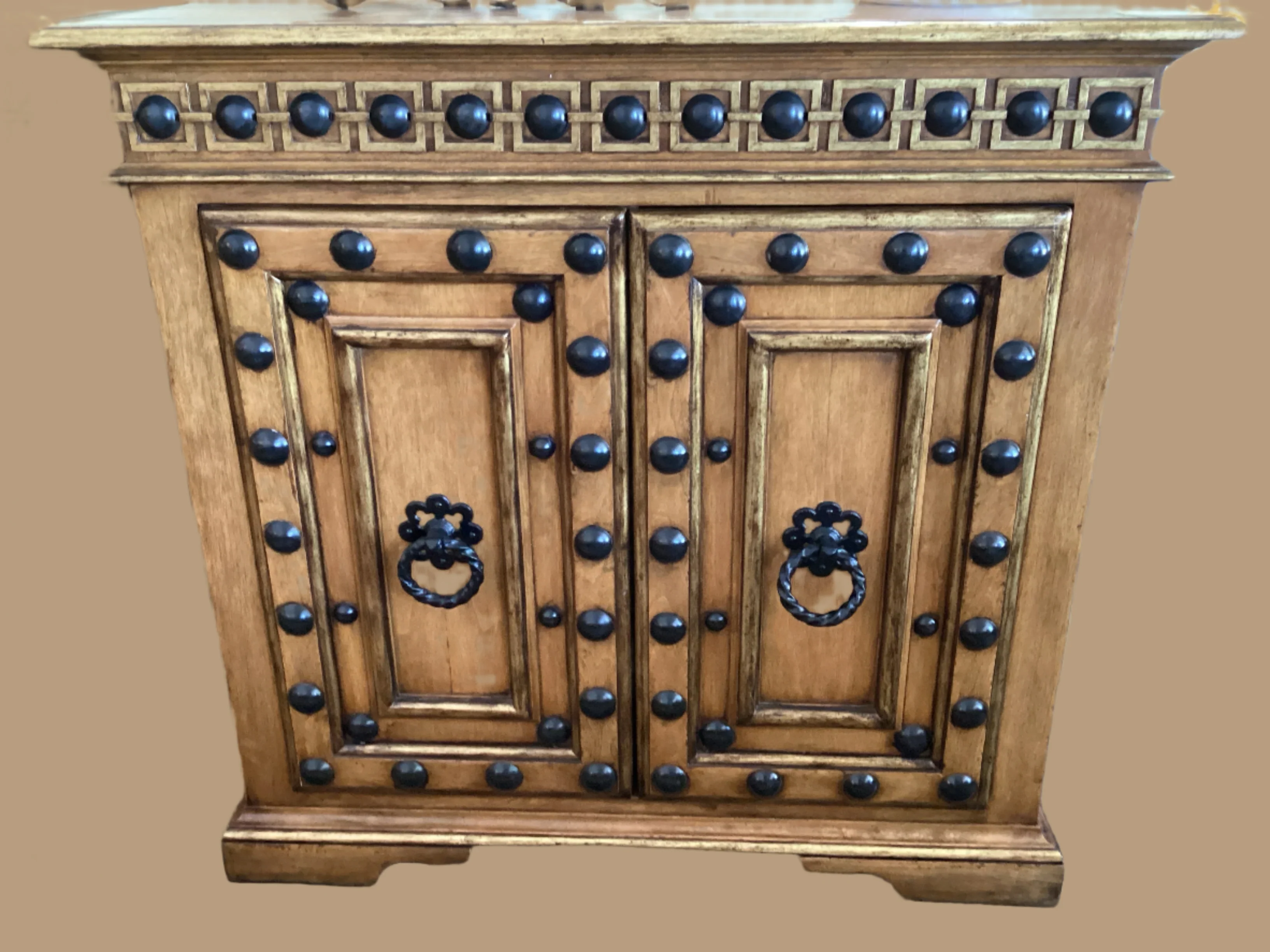 Two Door Carved Wood Cabinet