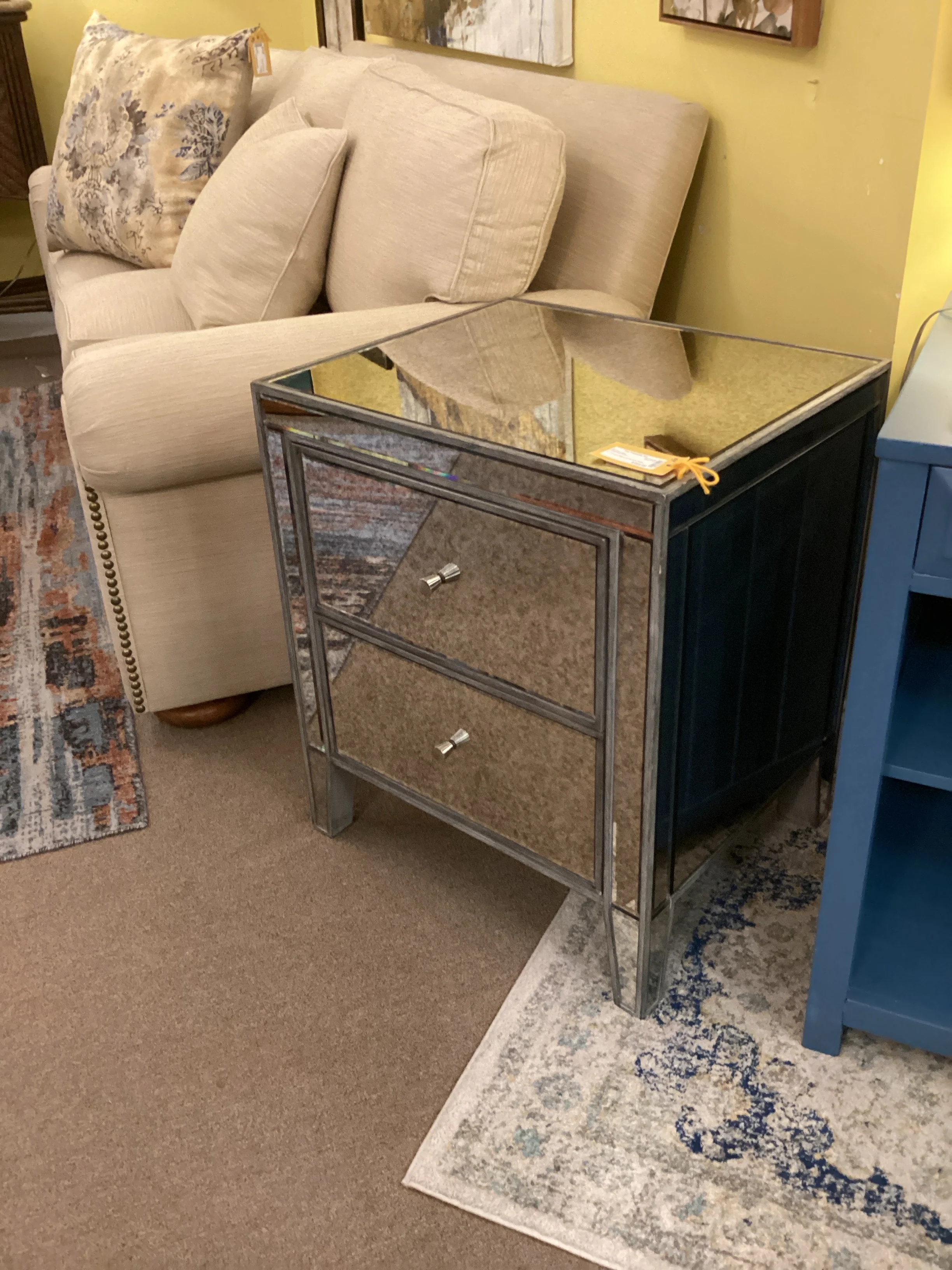 Two Drawer Mirrored Accent Table - Image 2