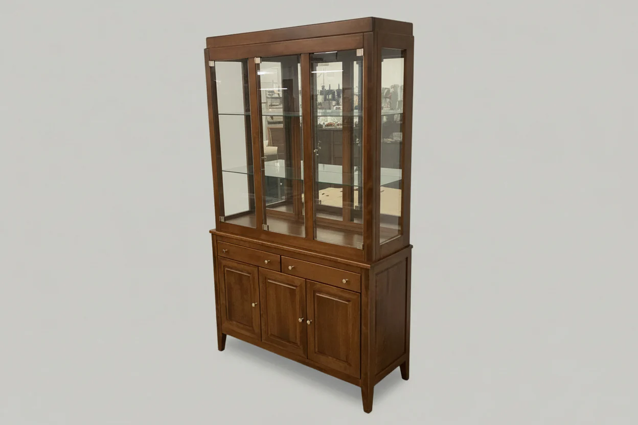 Two Piece Medium Wood China Cabinet