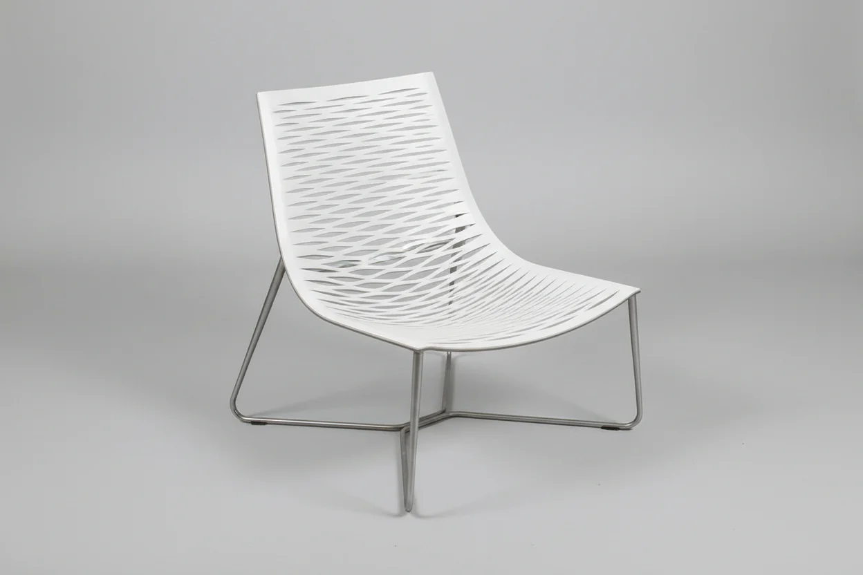 White Lattice Leather Living Room Chair