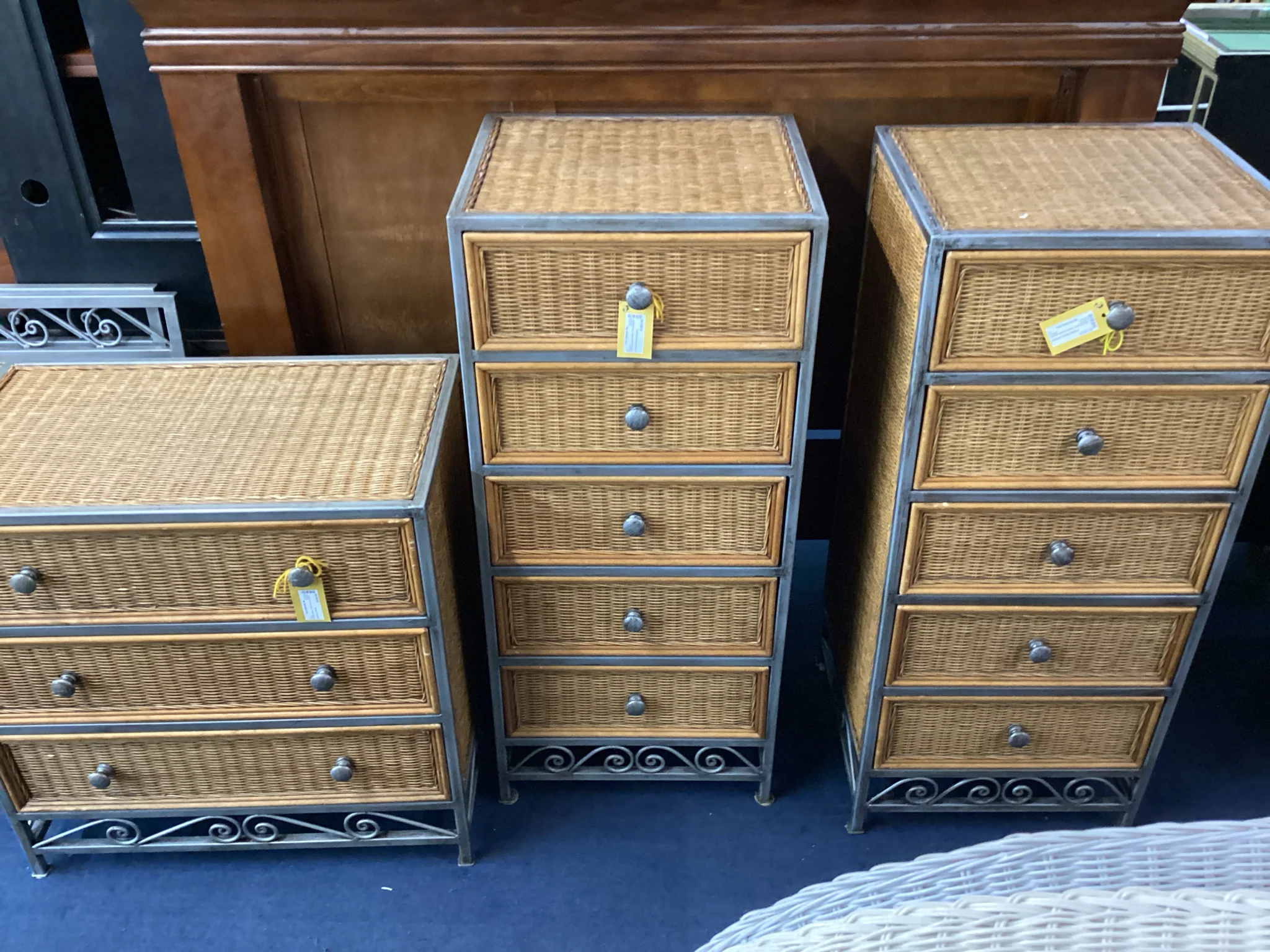 Wicker Five Drawer Highboy Dresser - Image 2